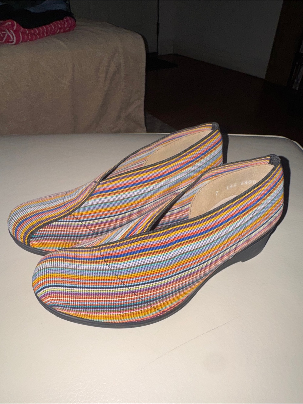 Multi-Striped Women’s Slip-On Shoes - Colorful Stripes